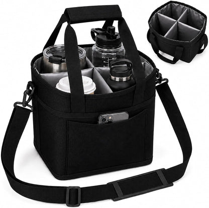 Structured Drink Carrier Bag, Family Size 4 Compartment Drink Bag