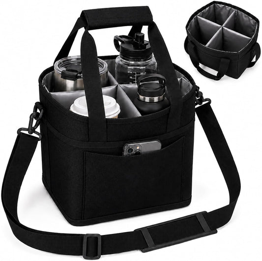 Structured Drink Carrier Bag, Family Size 4 Compartment Drink Bag