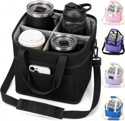 Structured Drink Carrier Bag, Family Size 4 Compartment Drink Bag