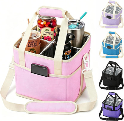Structured Drink Carrier Bag, Family Size 4 Compartment Drink Bag
