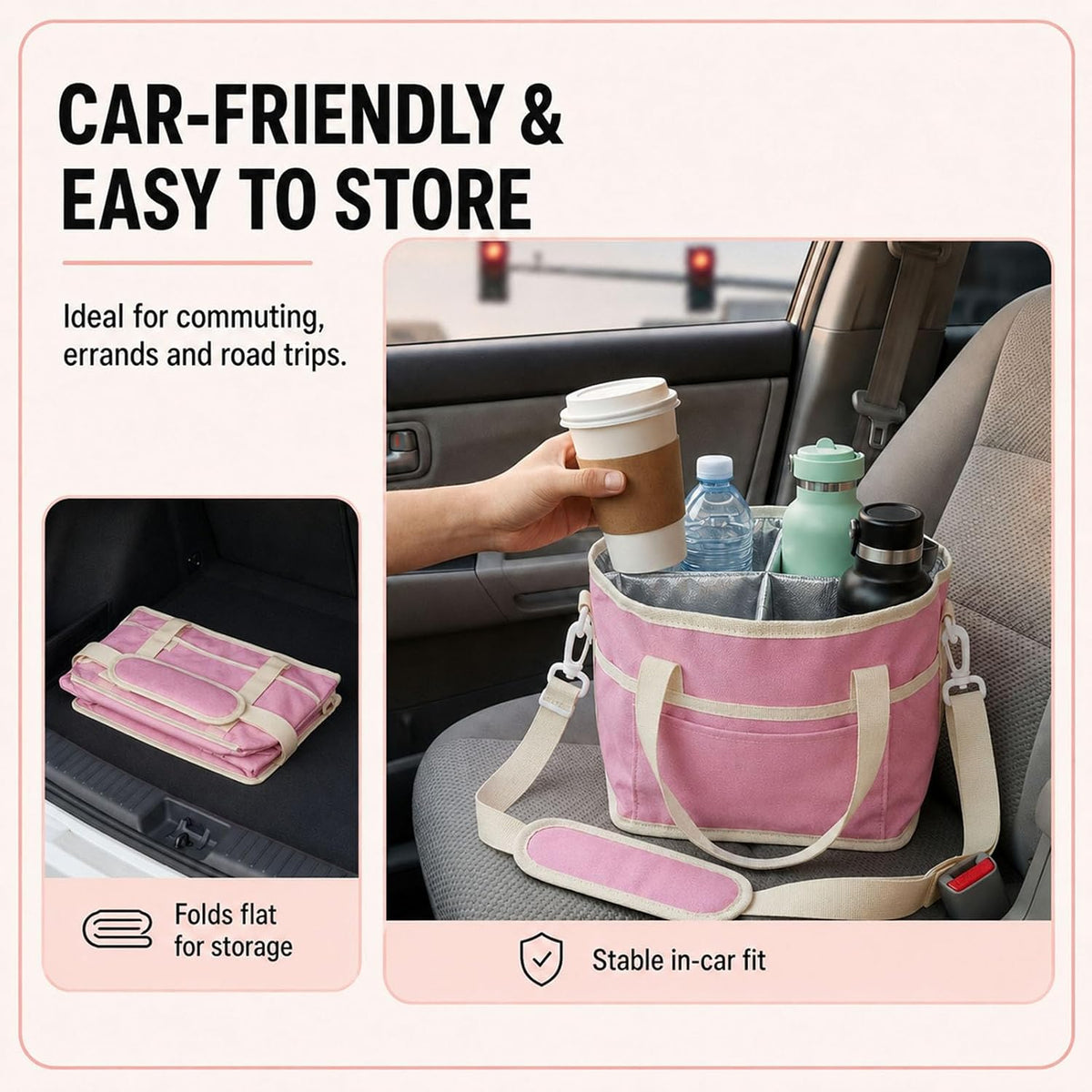 Structured Drink Carrier Bag, Family Size 4 Compartment Drink Bag