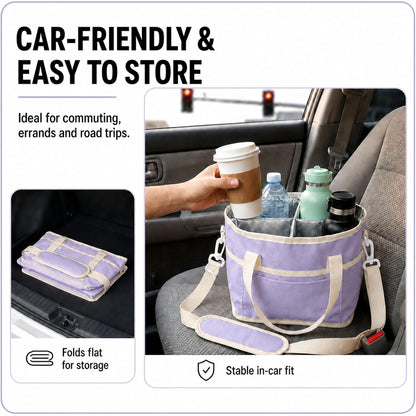 Structured Drink Carrier Bag, Family Size 4 Compartment Drink Bag