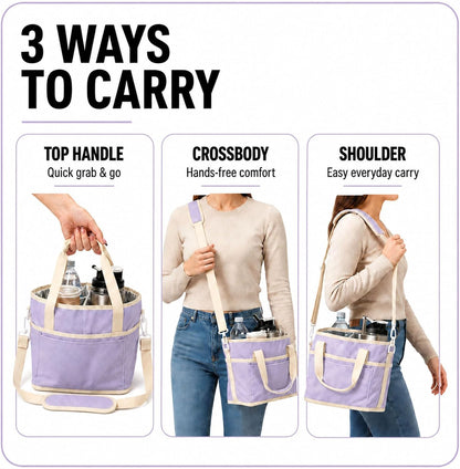 Structured Drink Carrier Bag, Family Size 4 Compartment Drink Bag