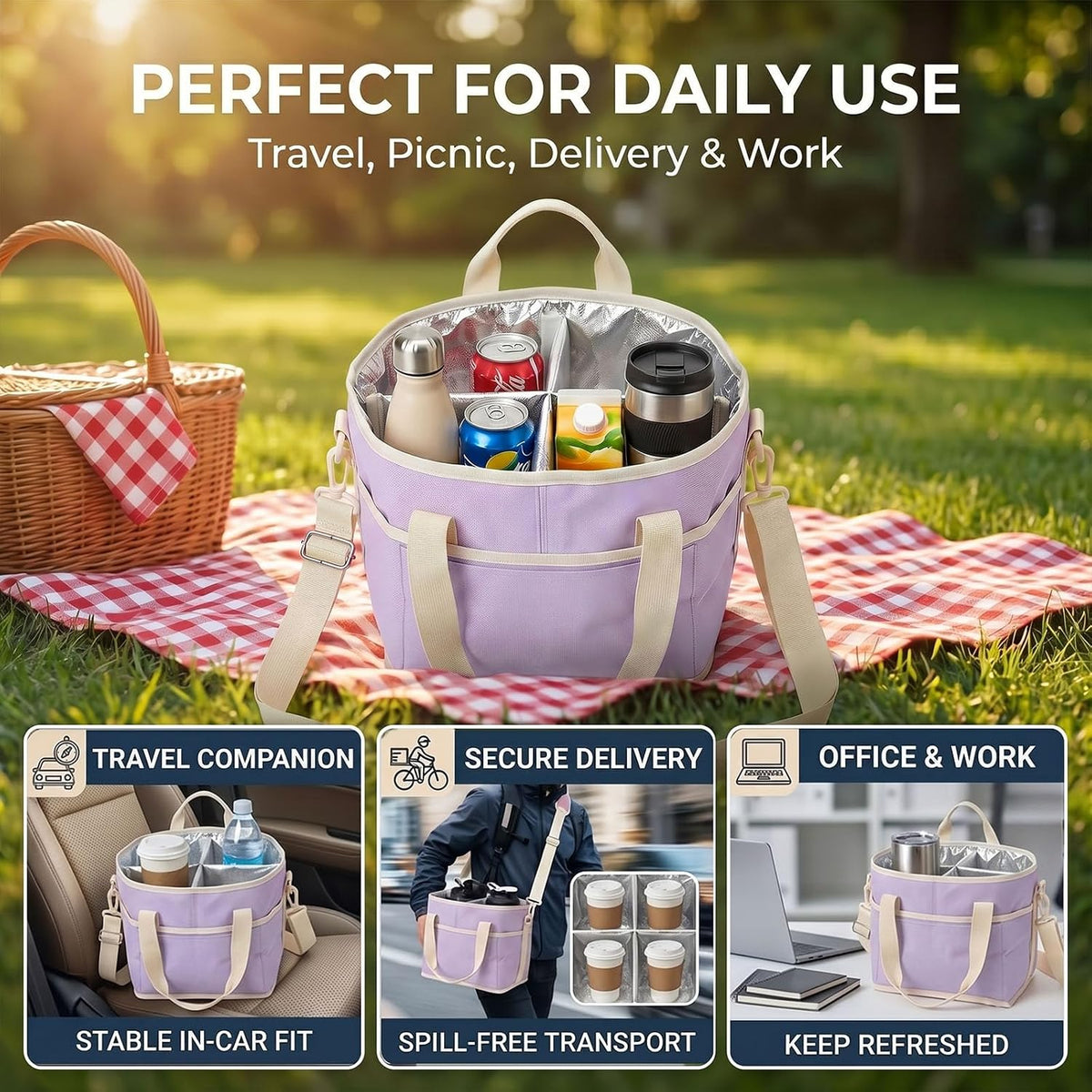 Structured Drink Carrier Bag, Family Size 4 Compartment Drink Bag