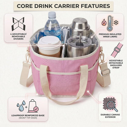 Structured Drink Carrier Bag, Family Size 4 Compartment Drink Bag