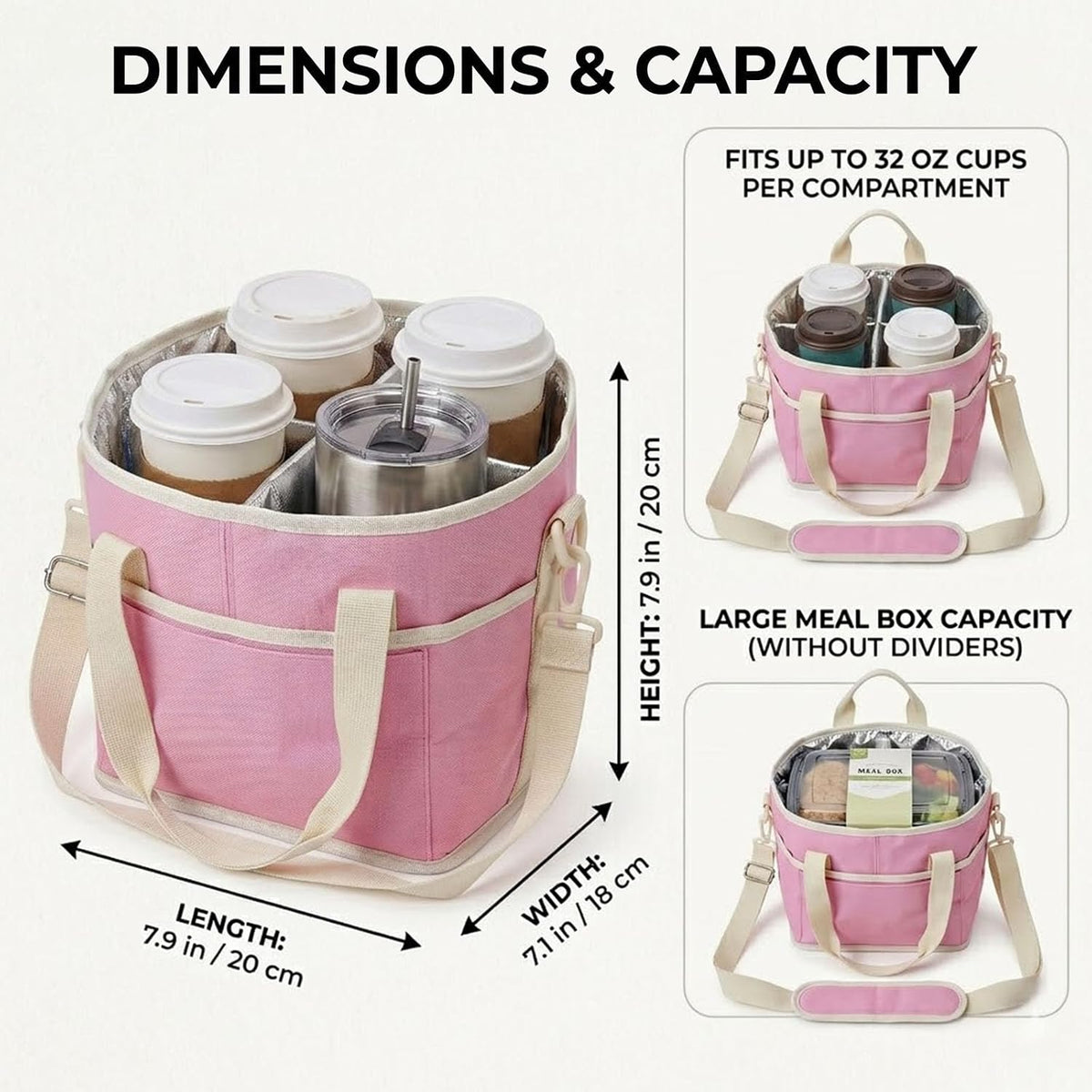 Structured Drink Carrier Bag, Family Size 4 Compartment Drink Bag