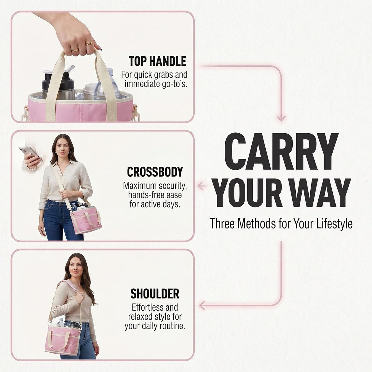 Structured Drink Carrier Bag, Family Size 4 Compartment Drink Bag