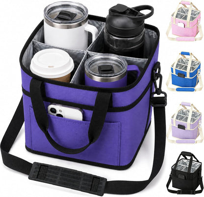 Structured Drink Carrier Bag, Family Size 4 Compartment Drink Bag