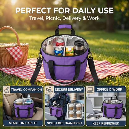 Structured Drink Carrier Bag, Family Size 4 Compartment Drink Bag
