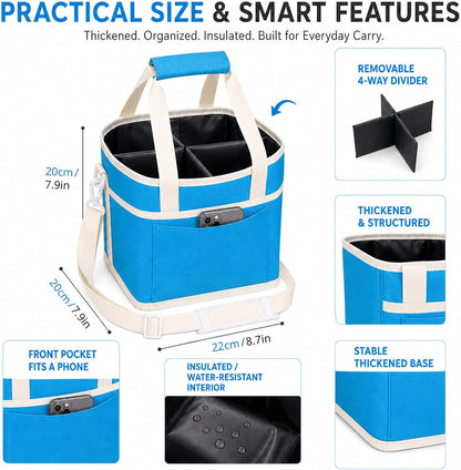 Structured Drink Carrier Bag, Family Size 4 Compartment Drink Bag