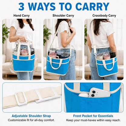 Structured Drink Carrier Bag, Family Size 4 Compartment Drink Bag