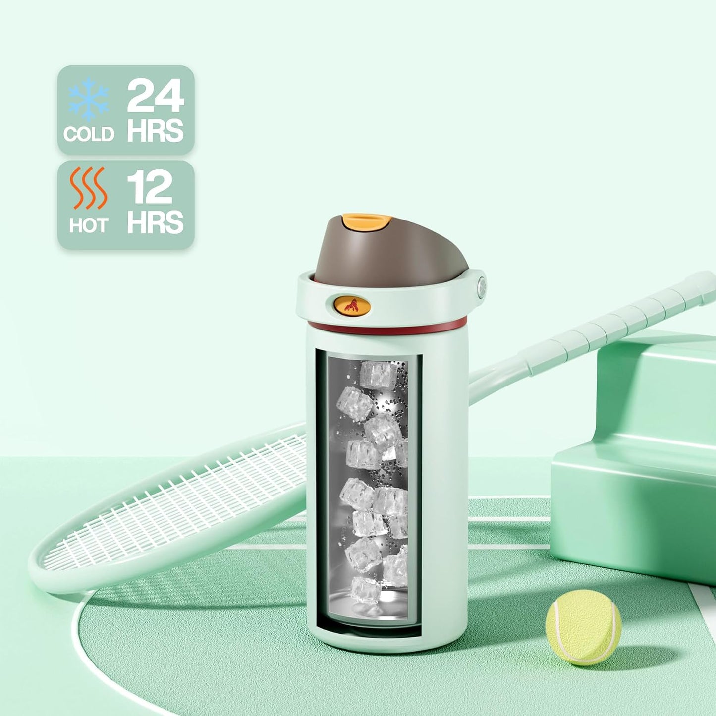 24 oz Stainless Steel Water Bottle: 2-in-1 Push-Button Spout & Quick-Flip Straw, Leakproof, Cold 24Hrs, Fits Car Cup Holder, Insulated Vacuum Flask for Sports, Trip, School Gift (Storm Hammer) - Colors B