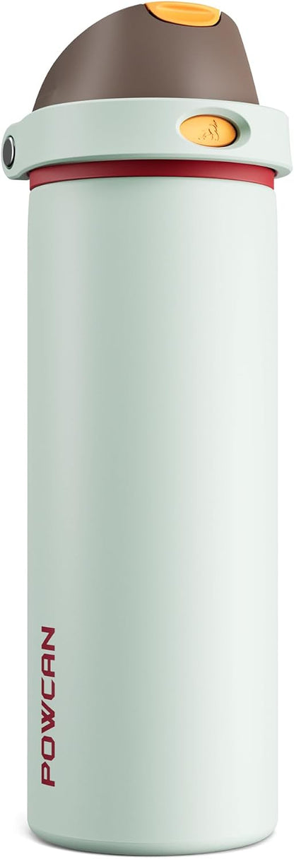 24 oz Stainless Steel Water Bottle: 2-in-1 Push-Button Spout & Quick-Flip Straw, Leakproof, Cold 24Hrs, Fits Car Cup Holder, Insulated Vacuum Flask for Sports, Trip, School Gift (Storm Hammer) - Colors B