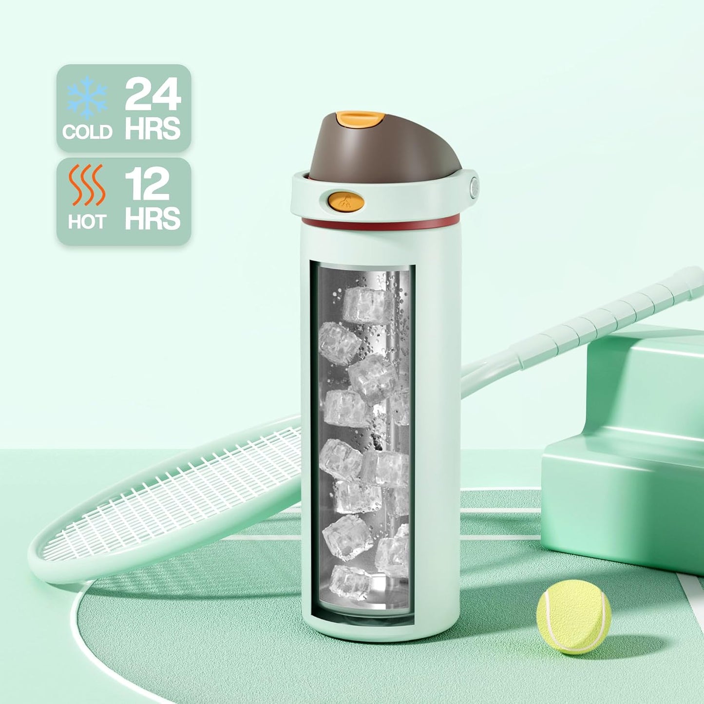 24 oz Stainless Steel Water Bottle: 2-in-1 Push-Button Spout & Quick-Flip Straw, Leakproof, Cold 24Hrs, Fits Car Cup Holder, Insulated Vacuum Flask for Sports, Trip, School Gift (Storm Hammer) - Colors B