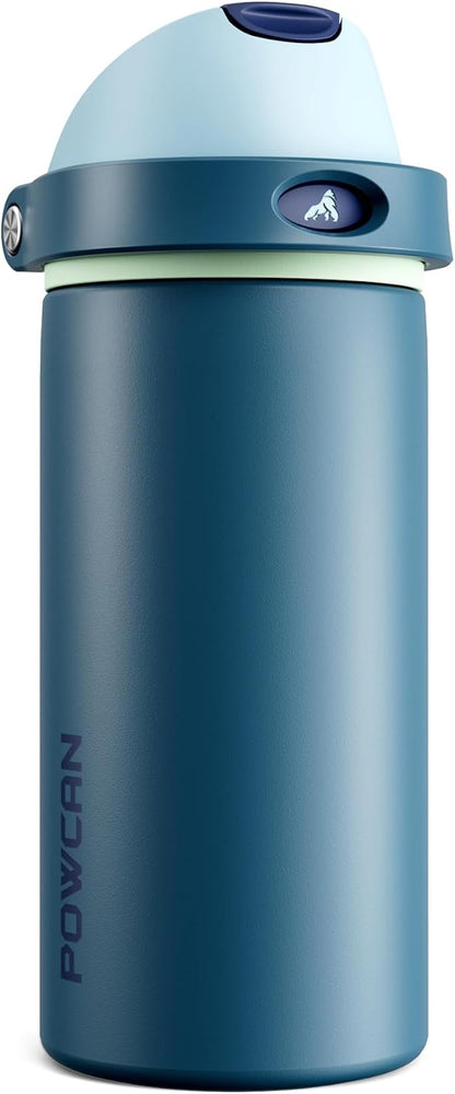 24 oz Stainless Steel Water Bottle: 2-in-1 Push-Button Spout & Quick-Flip Straw, Leakproof, Cold 24Hrs, Fits Car Cup Holder, Insulated Vacuum Flask for Sports, Trip, School Gift (Storm Hammer) - Colors B