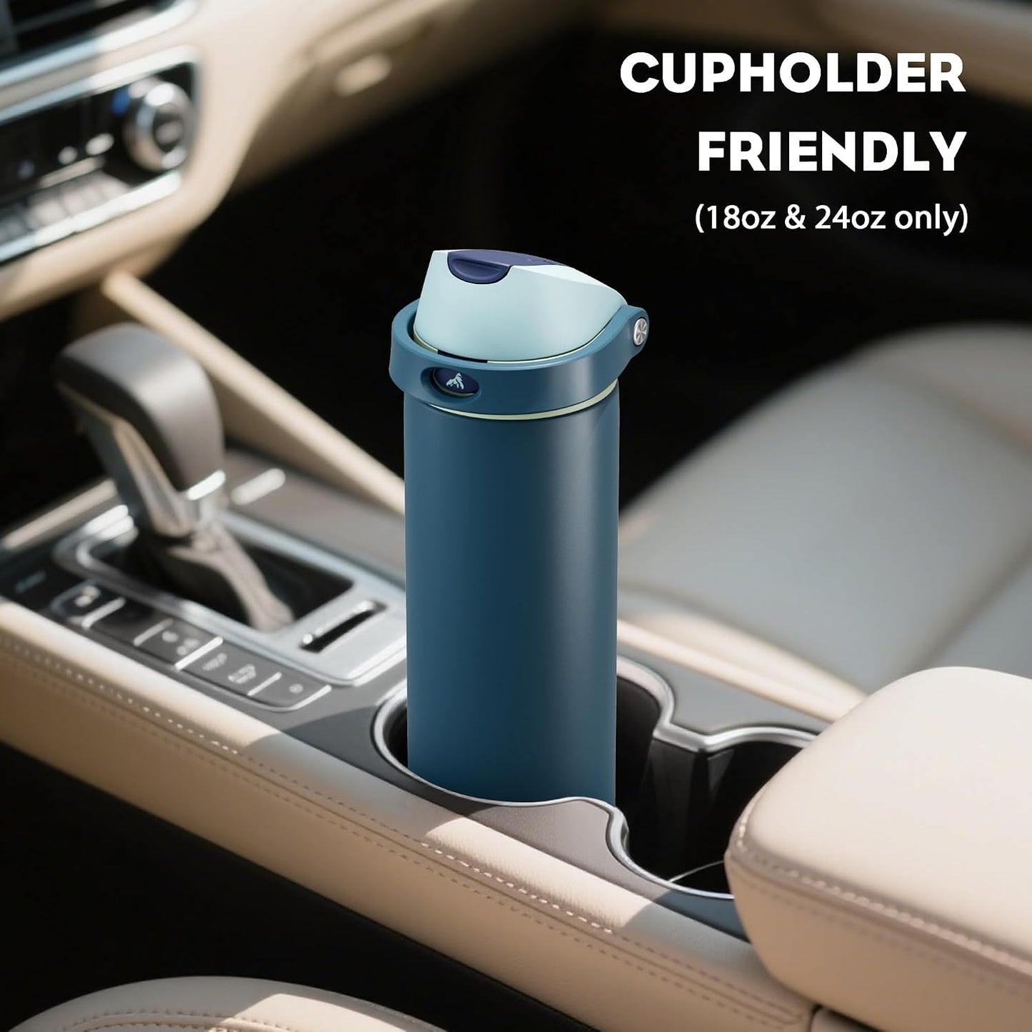 24 oz Stainless Steel Water Bottle: 2-in-1 Push-Button Spout & Quick-Flip Straw, Leakproof, Cold 24Hrs, Fits Car Cup Holder, Insulated Vacuum Flask for Sports, Trip, School Gift (Storm Hammer) - Colors B