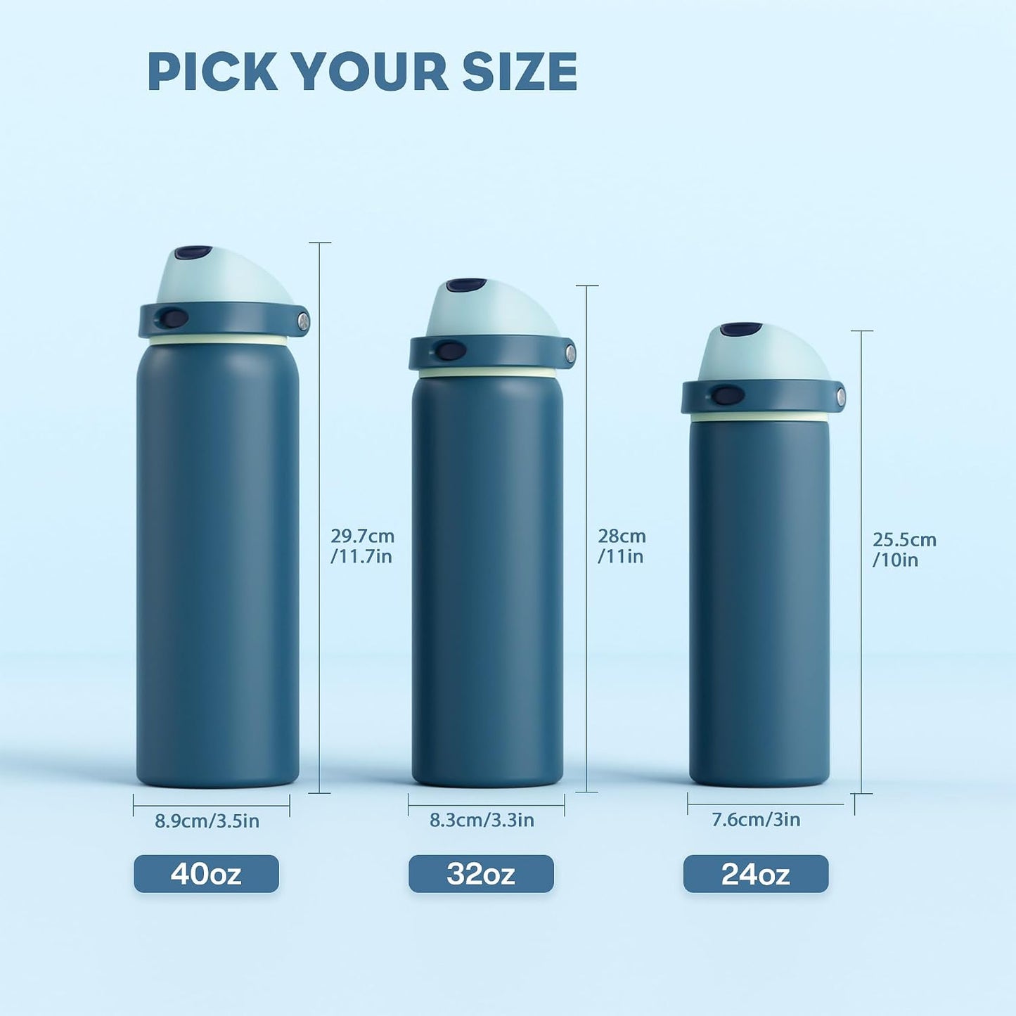 24 oz Stainless Steel Water Bottle: 2-in-1 Push-Button Spout & Quick-Flip Straw, Leakproof, Cold 24Hrs, Fits Car Cup Holder, Insulated Vacuum Flask for Sports, Trip, School Gift (Storm Hammer) - Colors B