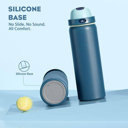 24 oz Stainless Steel Water Bottle: 2-in-1 Push-Button Spout & Quick-Flip Straw, Leakproof, Cold 24Hrs, Fits Car Cup Holder, Insulated Vacuum Flask for Sports, Trip, School Gift (Storm Hammer) - Colors B