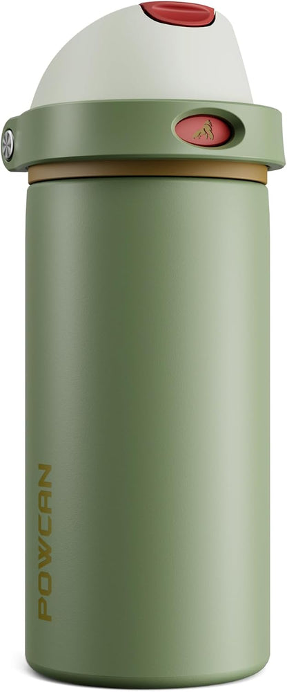 24 oz Stainless Steel Water Bottle: 2-in-1 Push-Button Spout & Quick-Flip Straw, Leakproof, Cold 24Hrs, Fits Car Cup Holder, Insulated Vacuum Flask for Sports, Trip, School Gift (Storm Hammer) - Colors B