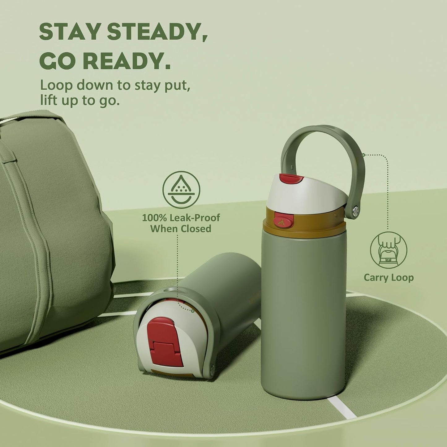 24 oz Stainless Steel Water Bottle: 2-in-1 Push-Button Spout & Quick-Flip Straw, Leakproof, Cold 24Hrs, Fits Car Cup Holder, Insulated Vacuum Flask for Sports, Trip, School Gift (Storm Hammer) - Colors B