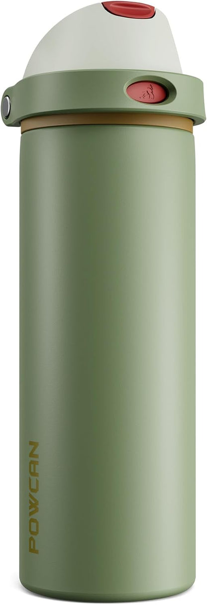 24 oz Stainless Steel Water Bottle: 2-in-1 Push-Button Spout & Quick-Flip Straw, Leakproof, Cold 24Hrs, Fits Car Cup Holder, Insulated Vacuum Flask for Sports, Trip, School Gift (Storm Hammer) - Colors B