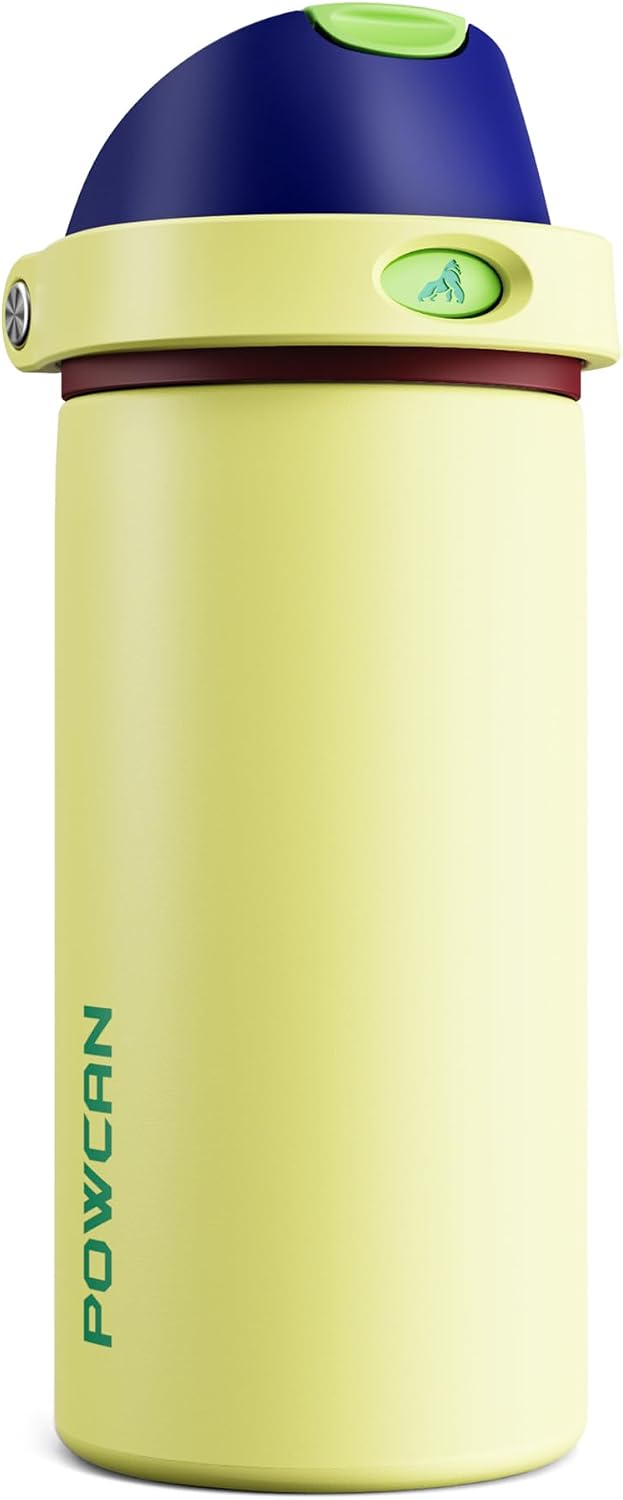 24 oz Stainless Steel Water Bottle: 2-in-1 Push-Button Spout & Quick-Flip Straw, Leakproof, Cold 24Hrs, Fits Car Cup Holder, Insulated Vacuum Flask for Sports, Trip, School Gift (Storm Hammer) - Colors B