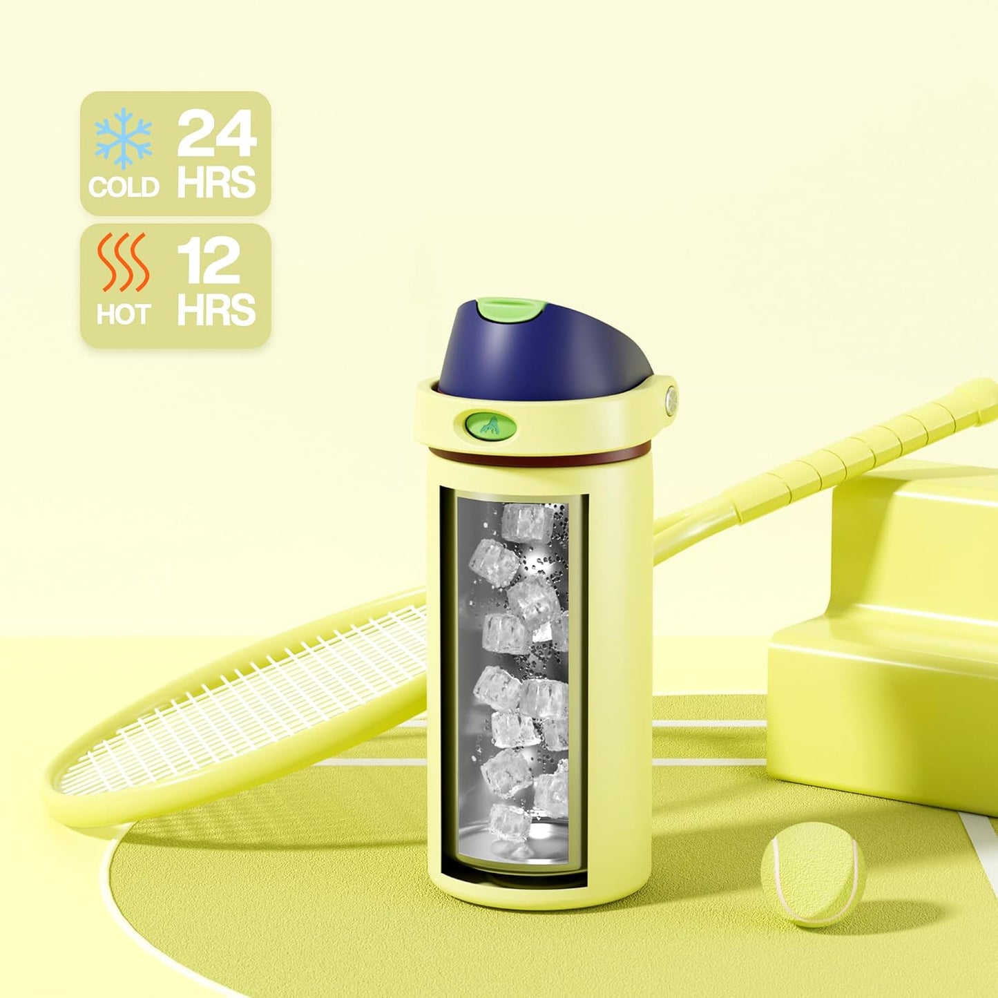 24 oz Stainless Steel Water Bottle: 2-in-1 Push-Button Spout & Quick-Flip Straw, Leakproof, Cold 24Hrs, Fits Car Cup Holder, Insulated Vacuum Flask for Sports, Trip, School Gift (Storm Hammer) - Colors B