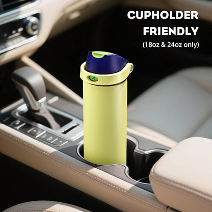 24 oz Stainless Steel Water Bottle: 2-in-1 Push-Button Spout & Quick-Flip Straw, Leakproof, Cold 24Hrs, Fits Car Cup Holder, Insulated Vacuum Flask for Sports, Trip, School Gift (Storm Hammer) - Colors B