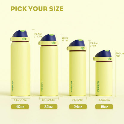 24 oz Stainless Steel Water Bottle: 2-in-1 Push-Button Spout & Quick-Flip Straw, Leakproof, Cold 24Hrs, Fits Car Cup Holder, Insulated Vacuum Flask for Sports, Trip, School Gift (Storm Hammer) - Colors B