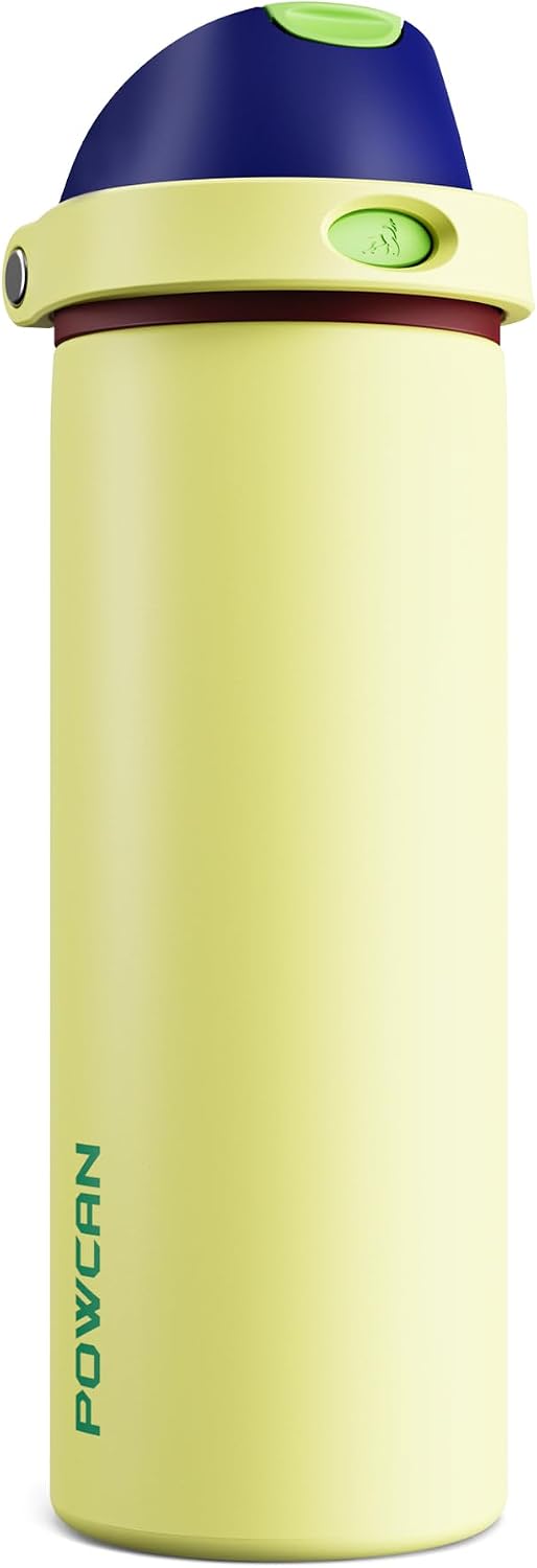24 oz Stainless Steel Water Bottle: 2-in-1 Push-Button Spout & Quick-Flip Straw, Leakproof, Cold 24Hrs, Fits Car Cup Holder, Insulated Vacuum Flask for Sports, Trip, School Gift (Storm Hammer) - Colors B