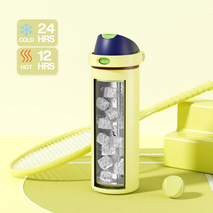24 oz Stainless Steel Water Bottle: 2-in-1 Push-Button Spout & Quick-Flip Straw, Leakproof, Cold 24Hrs, Fits Car Cup Holder, Insulated Vacuum Flask for Sports, Trip, School Gift (Storm Hammer) - Colors B