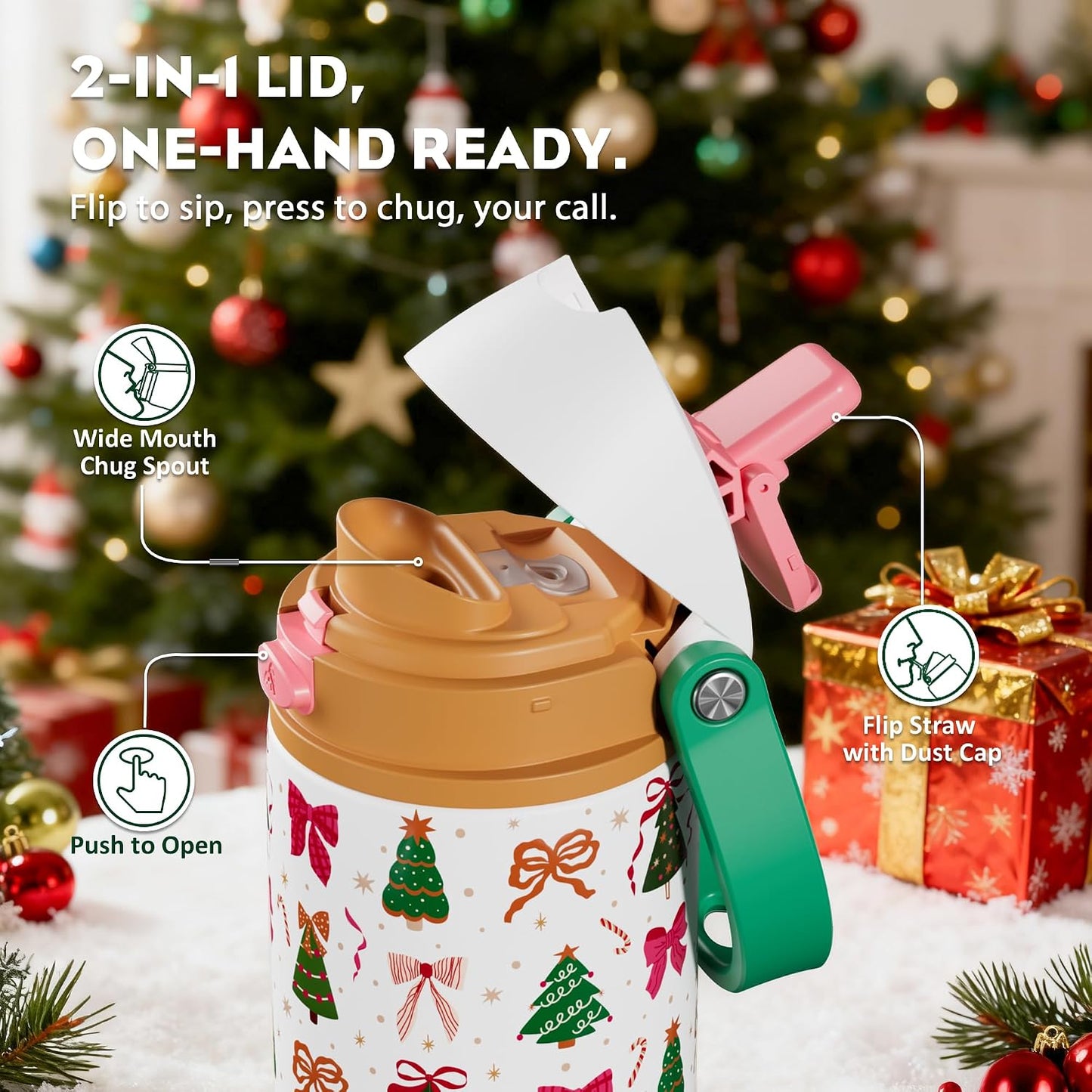 24 oz Stainless Steel Water Bottle: 2-in-1 Push-Button Spout & Quick-Flip Straw, Leakproof, Cold 24Hrs, Fits Car Cup Holder, Insulated Vacuum Flask for Sports, Trip, School Gift (Storm Hammer) - Colors B