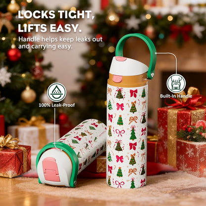 24 oz Stainless Steel Water Bottle: 2-in-1 Push-Button Spout & Quick-Flip Straw, Leakproof, Cold 24Hrs, Fits Car Cup Holder, Insulated Vacuum Flask for Sports, Trip, School Gift (Storm Hammer) - Colors B