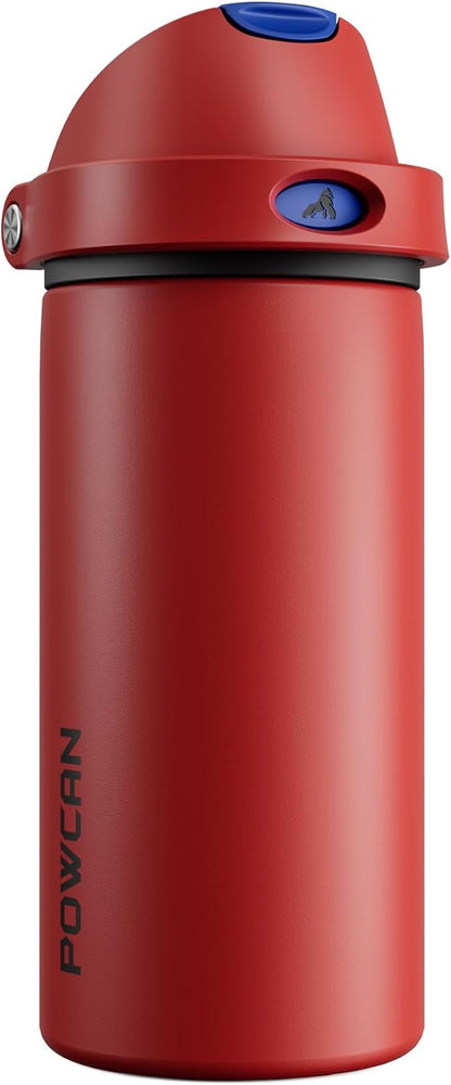 24 oz Stainless Steel Water Bottle: 2-in-1 Push-Button Spout & Quick-Flip Straw, Leakproof, Cold 24Hrs, Fits Car Cup Holder, Insulated Vacuum Flask for Sports, Trip, School Gift (Storm Hammer) - Colors B