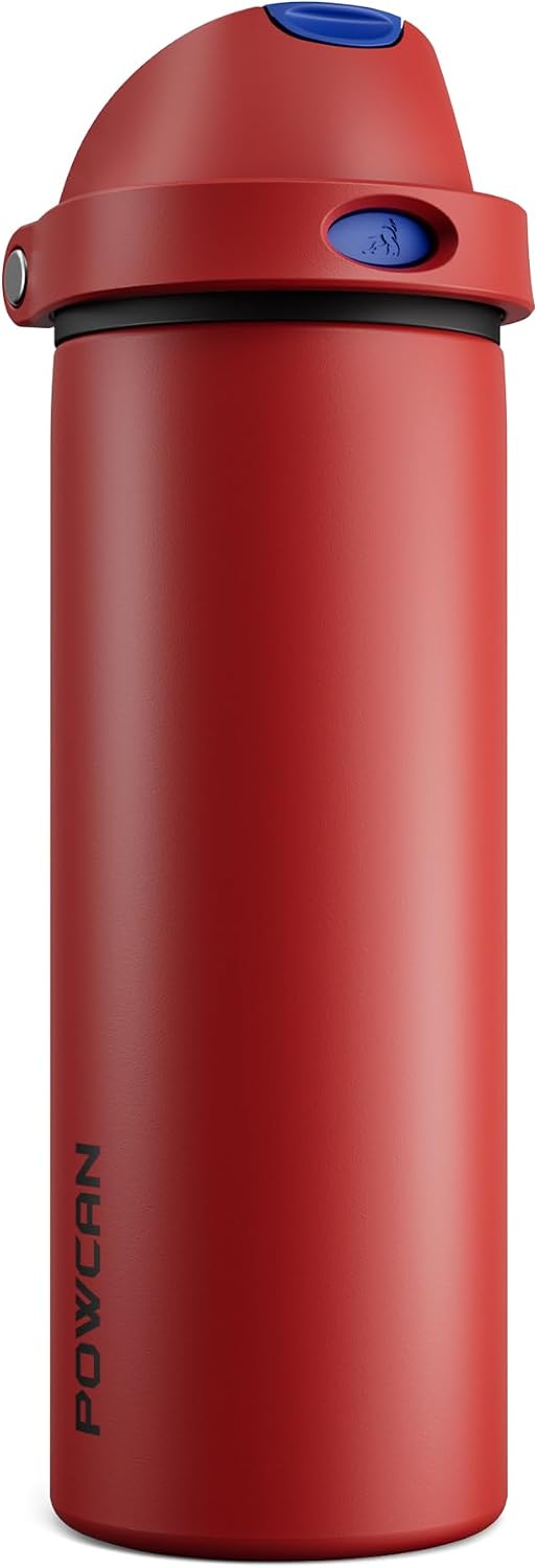 24 oz Stainless Steel Water Bottle: 2-in-1 Push-Button Spout & Quick-Flip Straw, Leakproof, Cold 24Hrs, Fits Car Cup Holder, Insulated Vacuum Flask for Sports, Trip, School Gift (Storm Hammer) - Colors B