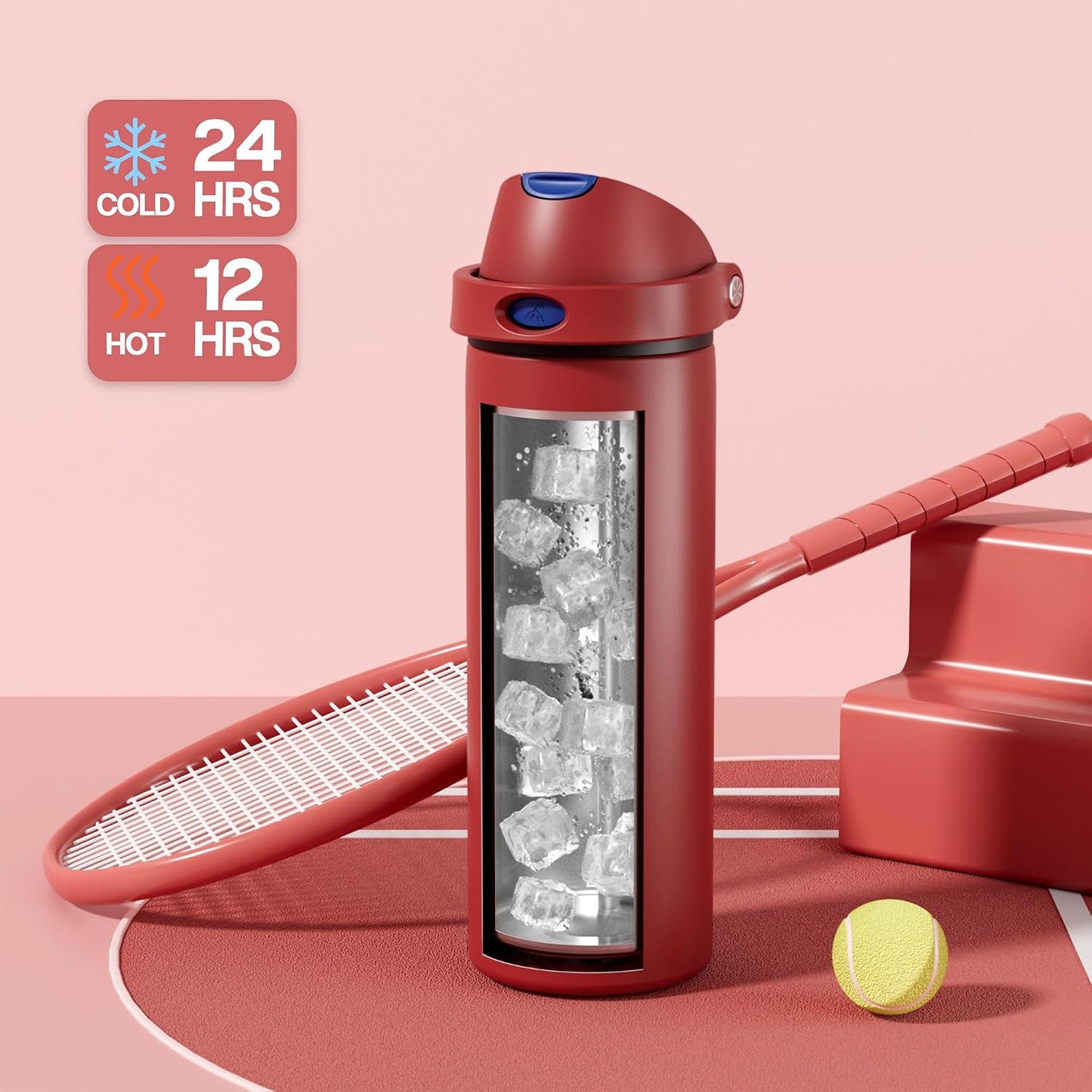 24 oz Stainless Steel Water Bottle: 2-in-1 Push-Button Spout & Quick-Flip Straw, Leakproof, Cold 24Hrs, Fits Car Cup Holder, Insulated Vacuum Flask for Sports, Trip, School Gift (Storm Hammer) - Colors B