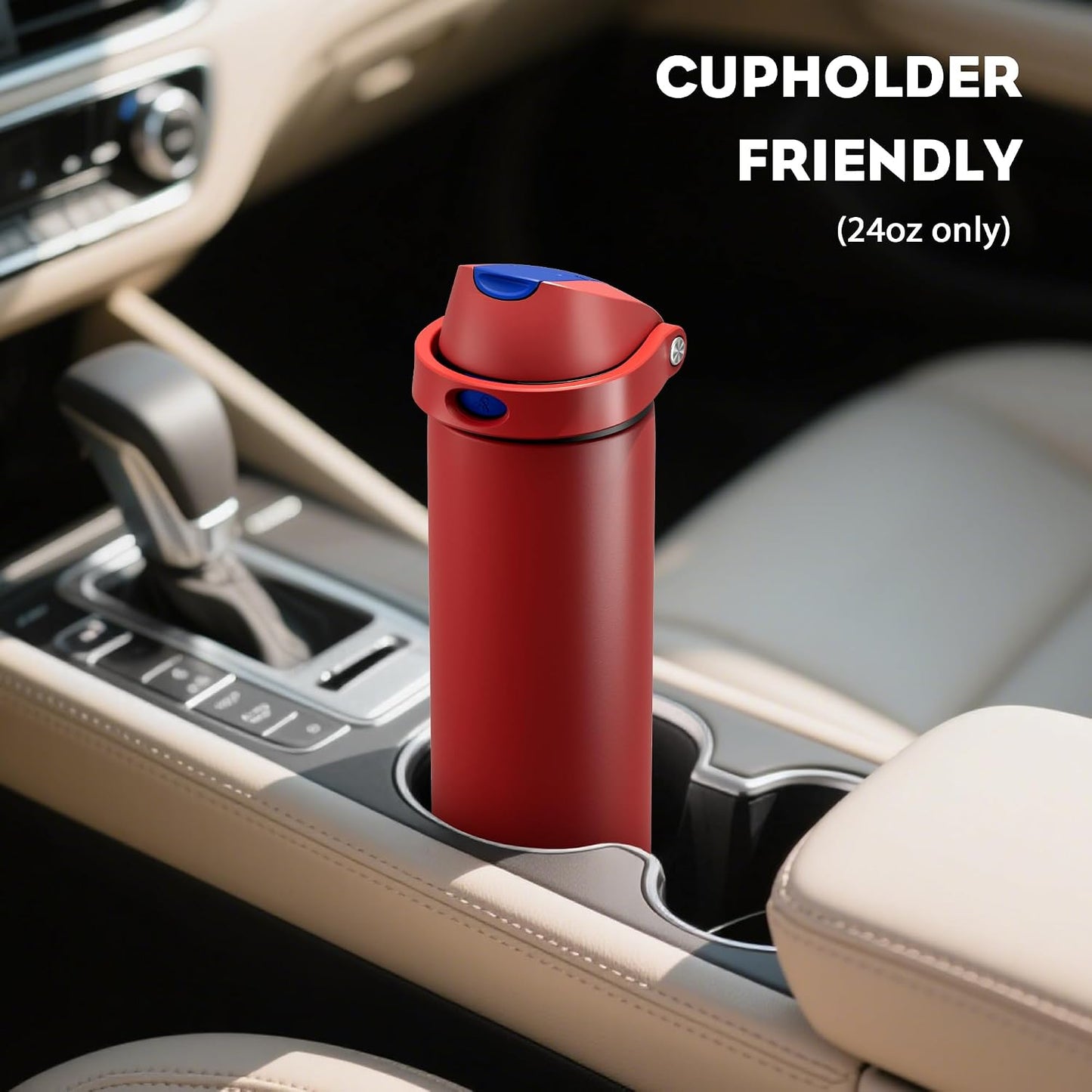 24 oz Stainless Steel Water Bottle: 2-in-1 Push-Button Spout & Quick-Flip Straw, Leakproof, Cold 24Hrs, Fits Car Cup Holder, Insulated Vacuum Flask for Sports, Trip, School Gift (Storm Hammer) - Colors B