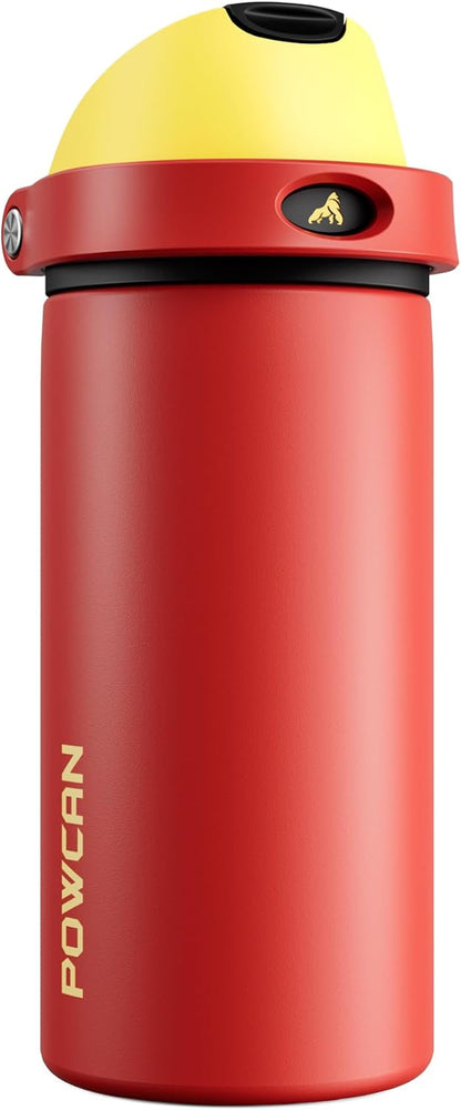 24 oz Stainless Steel Water Bottle: 2-in-1 Push-Button Spout & Quick-Flip Straw, Leakproof, Cold 24Hrs, Fits Car Cup Holder, Insulated Vacuum Flask for Sports, Trip, School Gift (Storm Hammer) - Colors B