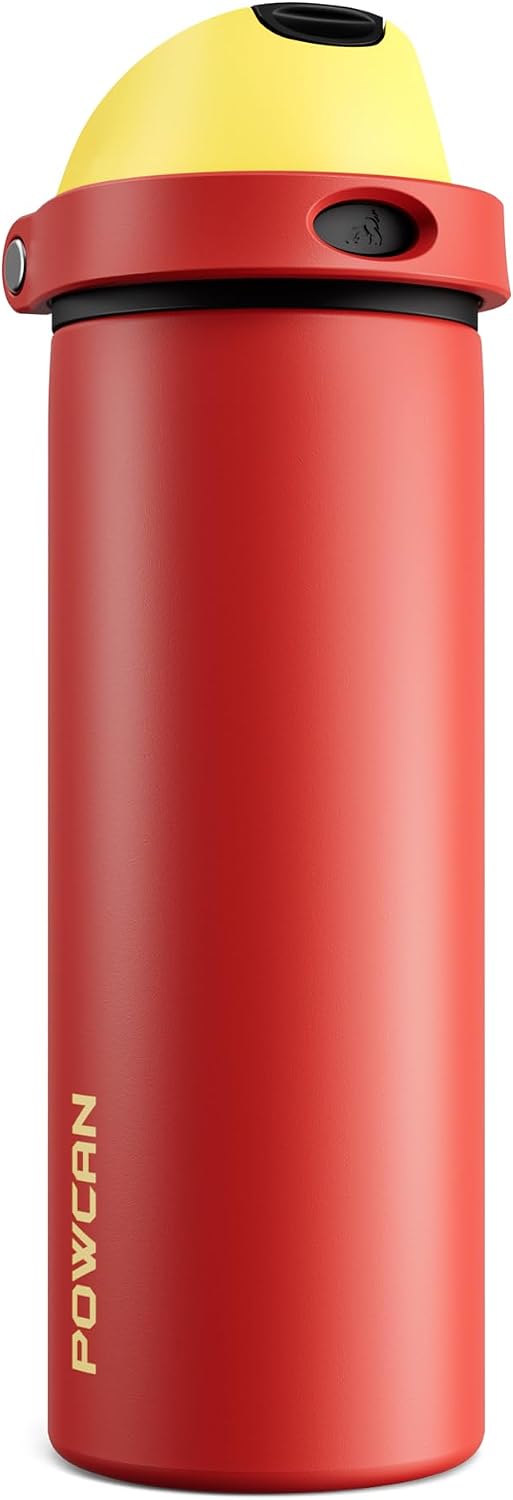 24 oz Stainless Steel Water Bottle: 2-in-1 Push-Button Spout & Quick-Flip Straw, Leakproof, Cold 24Hrs, Fits Car Cup Holder, Insulated Vacuum Flask for Sports, Trip, School Gift (Storm Hammer) - Colors B