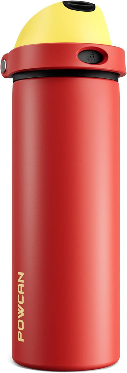24 oz Stainless Steel Water Bottle: 2-in-1 Push-Button Spout & Quick-Flip Straw, Leakproof, Cold 24Hrs, Fits Car Cup Holder, Insulated Vacuum Flask for Sports, Trip, School Gift (Storm Hammer) - Colors B