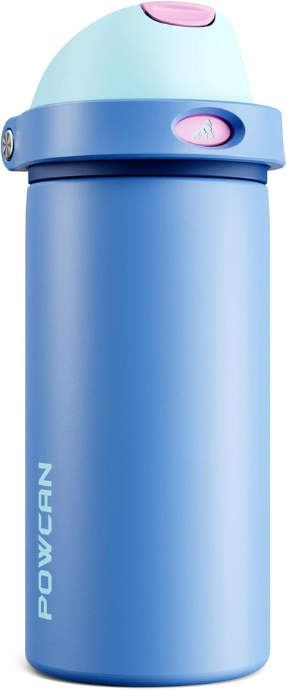 24 oz Stainless Steel Water Bottle: 2-in-1 Push-Button Spout & Quick-Flip Straw, Leakproof, Cold 24Hrs, Fits Car Cup Holder, Insulated Vacuum Flask for Sports, Trip, School Gift (Storm Hammer) - Colors B
