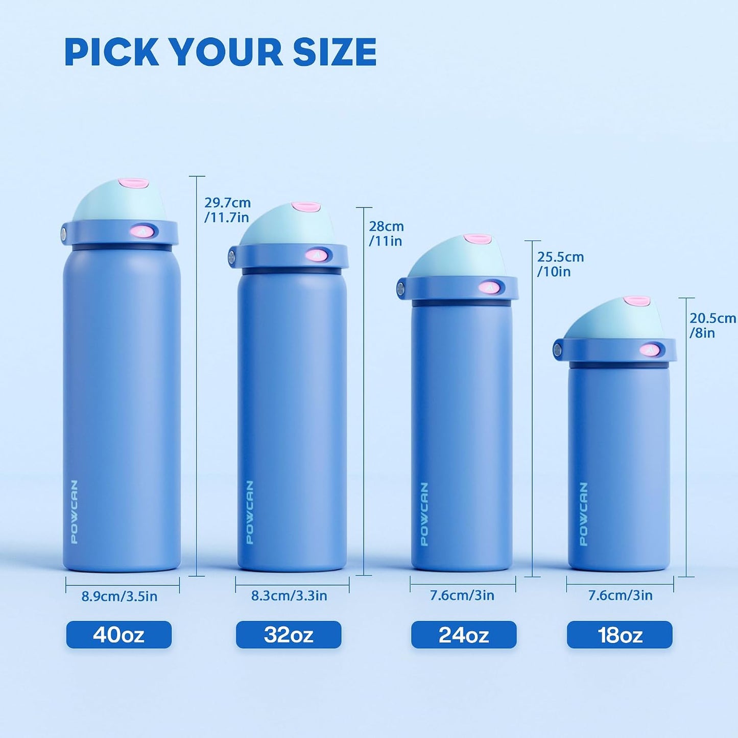 24 oz Stainless Steel Water Bottle: 2-in-1 Push-Button Spout & Quick-Flip Straw, Leakproof, Cold 24Hrs, Fits Car Cup Holder, Insulated Vacuum Flask for Sports, Trip, School Gift (Storm Hammer) - Colors B