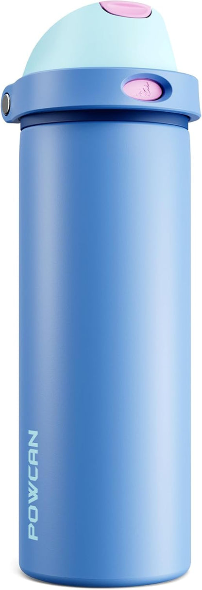 24 oz Stainless Steel Water Bottle: 2-in-1 Push-Button Spout & Quick-Flip Straw, Leakproof, Cold 24Hrs, Fits Car Cup Holder, Insulated Vacuum Flask for Sports, Trip, School Gift (Storm Hammer) - Colors B
