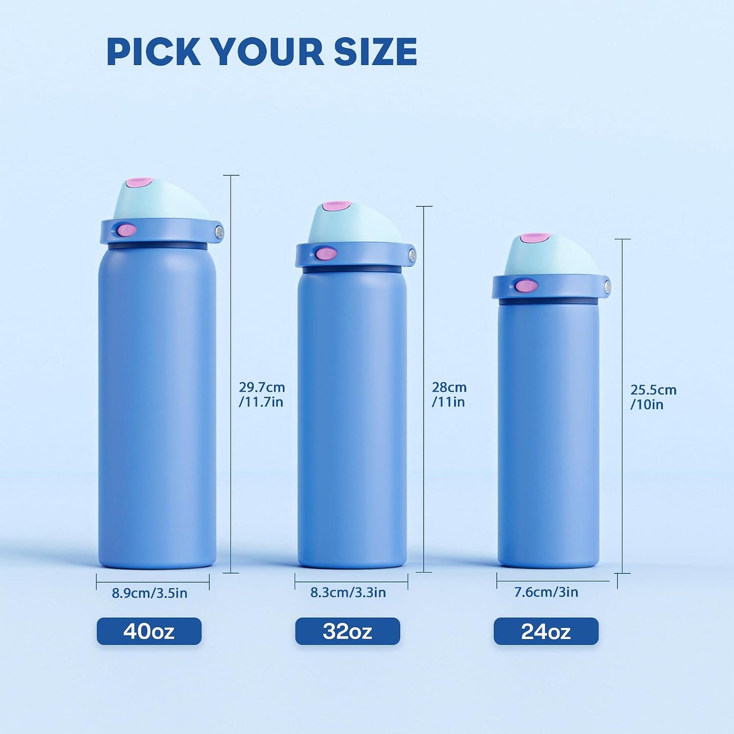 24 oz Stainless Steel Water Bottle: 2-in-1 Push-Button Spout & Quick-Flip Straw, Leakproof, Cold 24Hrs, Fits Car Cup Holder, Insulated Vacuum Flask for Sports, Trip, School Gift (Storm Hammer) - Colors B