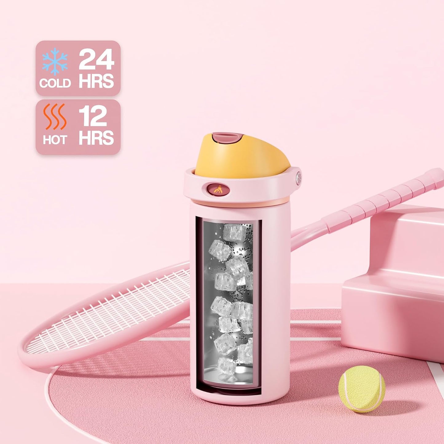 24 oz Stainless Steel Water Bottle: 2-in-1 Push-Button Spout & Quick-Flip Straw, Leakproof, Cold 24Hrs, Fits Car Cup Holder, Insulated Vacuum Flask for Sports, Trip, School Gift (Storm Hammer) - Colors B