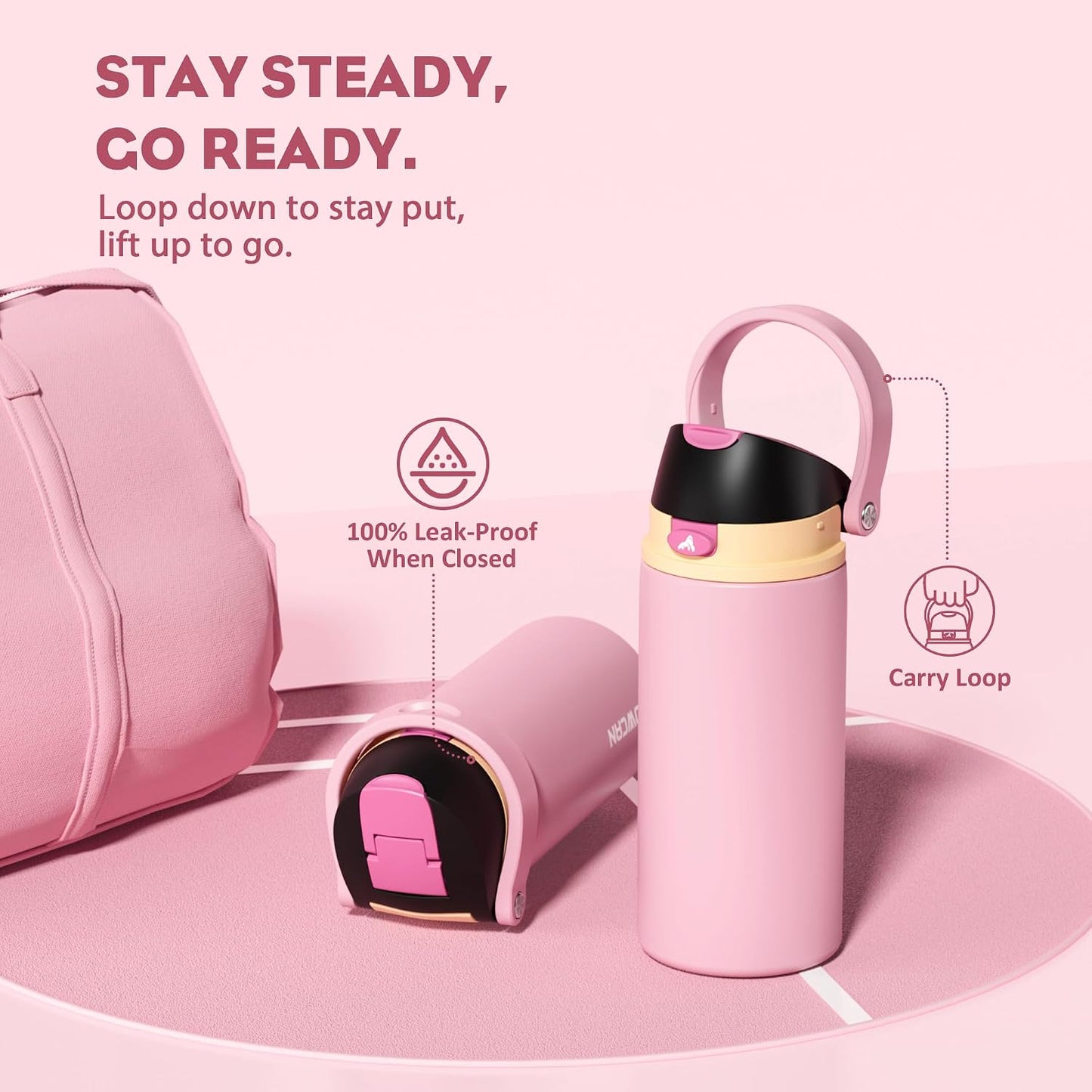 24 oz Stainless Steel Water Bottle: 2-in-1 Push-Button Spout & Quick-Flip Straw, Leakproof, Cold 24Hrs, Fits Car Cup Holder, Insulated Vacuum Flask for Sports, Trip, School Gift (Storm Hammer) - Colors B