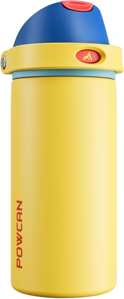 24 oz Stainless Steel Water Bottle: 2-in-1 Push-Button Spout & Quick-Flip Straw, Leakproof, Cold 24Hrs, Fits Car Cup Holder, Insulated Vacuum Flask for Sports, Trip, School Gift (Storm Hammer) - Colors B