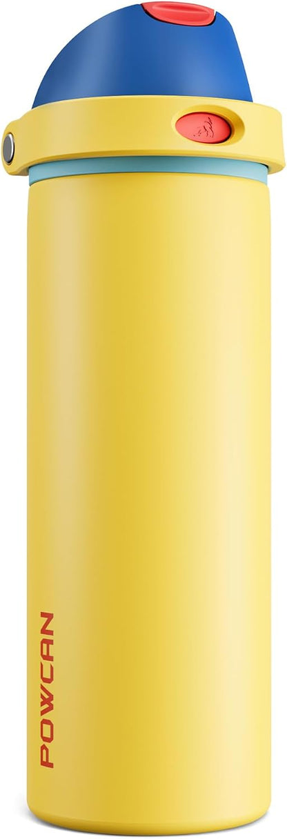 24 oz Stainless Steel Water Bottle: 2-in-1 Push-Button Spout & Quick-Flip Straw, Leakproof, Cold 24Hrs, Fits Car Cup Holder, Insulated Vacuum Flask for Sports, Trip, School Gift (Storm Hammer) - Colors B