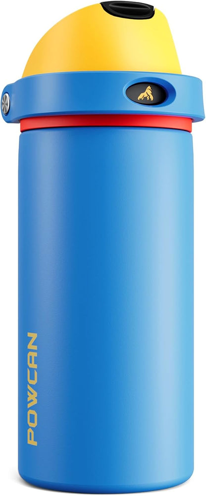 24 oz Stainless Steel Water Bottle: 2-in-1 Push-Button Spout & Quick-Flip Straw, Leakproof, Cold 24Hrs, Fits Car Cup Holder, Insulated Vacuum Flask for Sports, Trip, School Gift (Storm Hammer) - Colors B