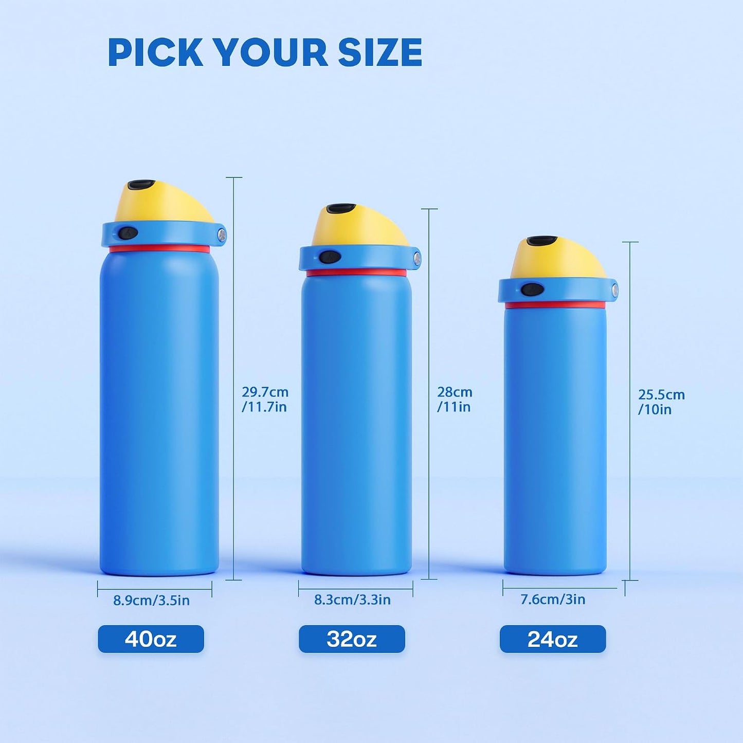 24 oz Stainless Steel Water Bottle: 2-in-1 Push-Button Spout & Quick-Flip Straw, Leakproof, Cold 24Hrs, Fits Car Cup Holder, Insulated Vacuum Flask for Sports, Trip, School Gift (Storm Hammer) - Colors B